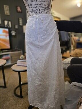 Lane Bryant White Eyelet Maxi Skirt with Drawstring